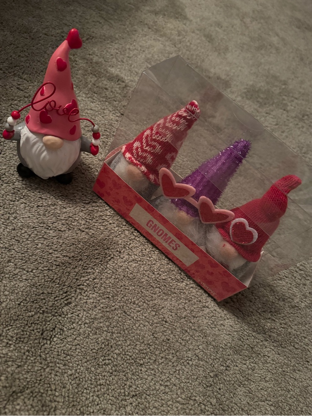 Valentine's Gnome Figurines Set - Pink, Red, Purple
